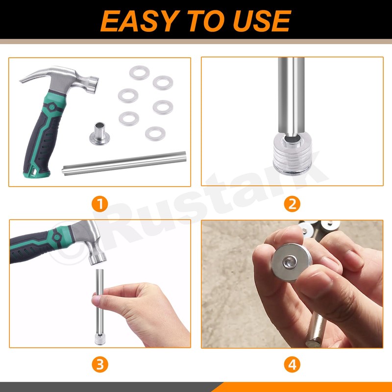 Rustark Round Flat Head Rivet Nuts Stud Rivet Semi-Tubular Silver