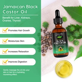 2Pack Jamaican Black Castor Oil for Hair Growth,Thicker Eyelashes & Eyebrows,Organic Castor Oil for Face,Body & Skin,100% Pure Cold Pressed Black Castor Oil,Hair Nourishing Oil