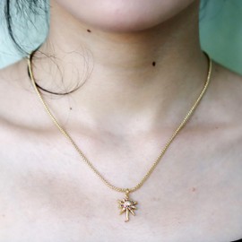 Fukugems 14K Gold Plated Cubic Zirconia Necklace Dainty Brass Chain Necklace for Women Gold Choker Necklace for Girls, Gold, Cubic Zirconia