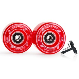 CLAS FOX Roller Skate Wheels Outdoor or Indoor 58mm32mm 82A (Set of 8) (Red)
