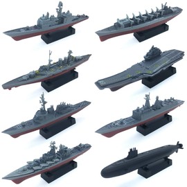 Kvvdi 8 Sets 3D-Puzzle Model Battleship Aircraft Carrier Toy Submarine, Plastic Model Warships Ship Kits, Navy for Collection