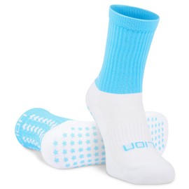 Lion Elite 2.0 Grip Socks – Non-Slip Football Socks with Dual Grip – Pairs with Sleeves, Adults & Kids Sizes - Sky Blue | Large