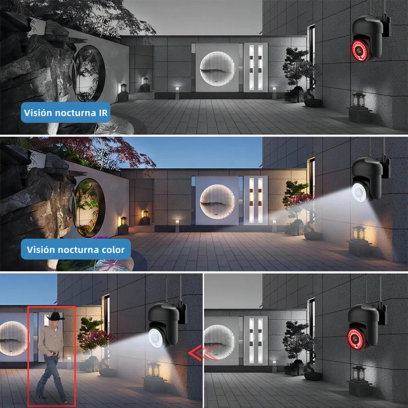 2pcs Cámara De Seguridad Exterior Wifi Foco Hd Visión Alarma