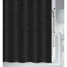 Spirella Mould Shower Curtain, Anti-Bacterial, Washable, Waterproof, Polyester, 180 x 180 cm, Black, Georges Noir, 180 x 180 cm