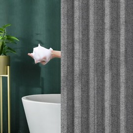 Lkw Ogechi Shower Curtain Waterproof and Antimold 180 x 220 cm - 180 cm Width and 220 cm Drop Heavy Linen Curtains, Grey/Blue/Green/Apricot/Pink/Beige (Blue)