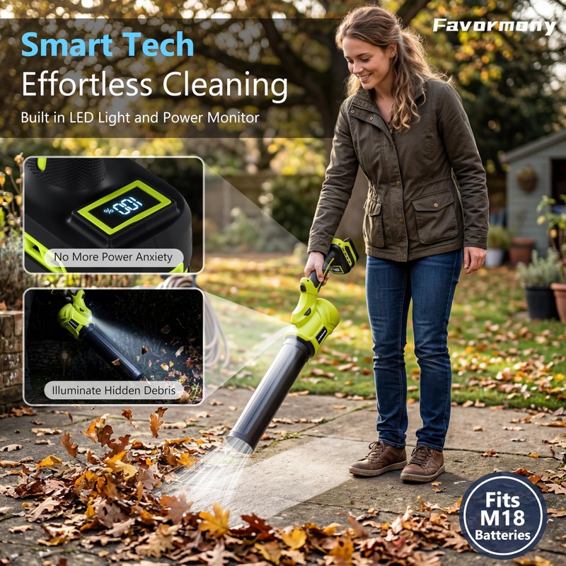 Leaf Blower Cordless, M18 Battery Compatible (No Battery), 600000RPM Blower