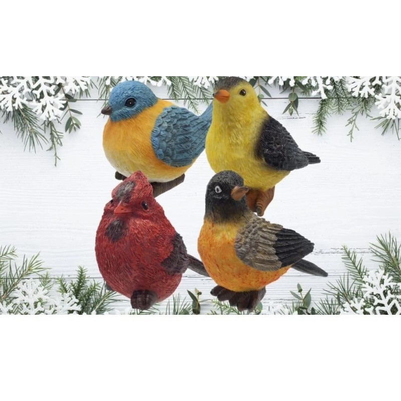 Banberry Designs Songbird Garden Figures - Cardinal, Bluebird, Goldfinch &