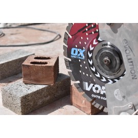 OX Pro V14 Diamond Blade for Concrete - 230mm/22.23mm, Turbo V Tooth for Fast Cutting and Long Life, Cuts Kerbs & Slabs, Concrete Paviors, Roof Tiles, Bricks, General Building Materials