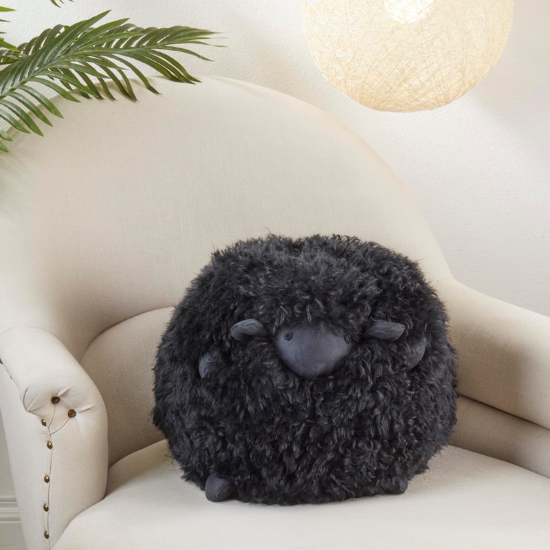 SARO LIFESTYLE Baa Baa Baby Lamb Poly Filled Throw Pillow,