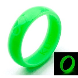 KUSI Silicone Wedding Ring Band for Women Committed to Active Lifestyle, Infinity Bands, Flex Rubber, Comfort Fit, Green Glow in The Dark Size 5, Perfect Replacement for Metal Rings