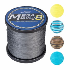 Samdely Braided Fishing Line, 8 Strands, Abrasion Resistant, No Stretch, Colored for Visibility, Saltwater/Freshwater (X8 Gray, 130LB (1000 Yards))