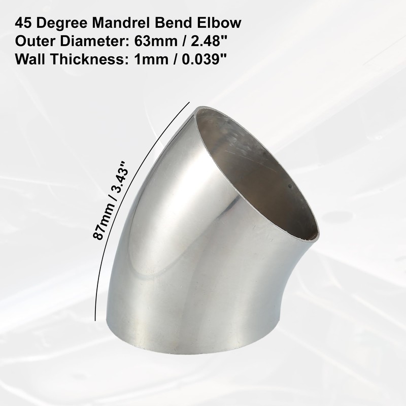 X AUTOHAUX 2pcs 45 Degree Stainless Steel Bend Exhaust Elbow