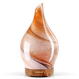 Porseme 150ml Essential Oil Diffuser Glass Color Changing Aroma Air Diffusers Aromatherapy Ultrasonic Cool Mist Humidifier 6 Running Hours Waterless Auto-Off for Sleeping, Yoga, Office, Spa (Desert)