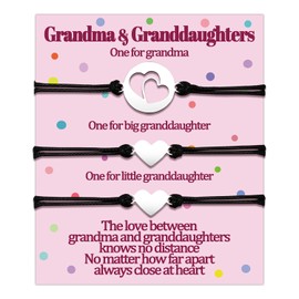 Grandma 2 Granddaughter Bracelets Gifts Nana and Two Granddaughters Matching Bracelet Gift for Granny and Me Bracelets Mothers Day Gifts Women Love Heart Jewelry Birthday Valentines Day Presents Ideas Adjustable Set for 3 PCS