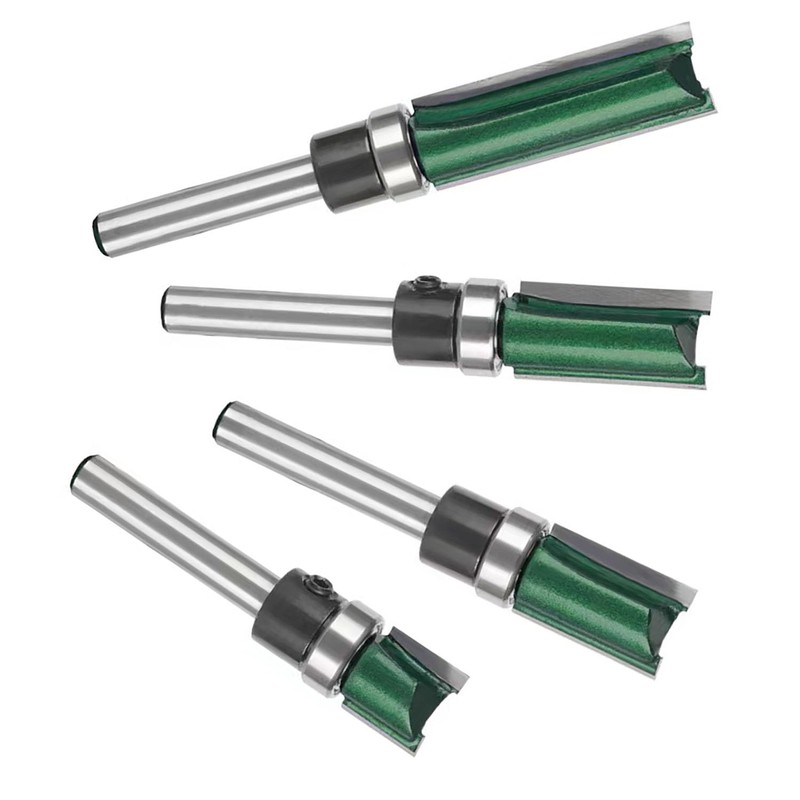 Pattern Flush Trim Bit 4 Pcs Router Bits，Top Bearing Flush