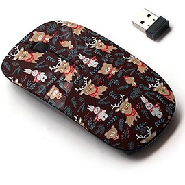 2.4G Wireless Mouse with Cute Pattern Design for All Laptops and Desktops with Nano Receiver - Deer Bear Bunny