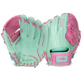 Franklin Sports CTZ5000 Baseball Fielding Glove - Men's Adult + Youth Baseball Mitt - Deep Mint/Pink Cowhide Leather Glove - 12.0" Basket Web for Infielders + Pitchers