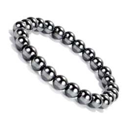 Aavedge Hematite Bracelet Men & Women - Hematite Bracelet for Men & Women - 8mm Weighted Beads Natural Stone Healing Beaded Crystal Bracelets - Anxiety Relief & Strength - Stretch Elastic