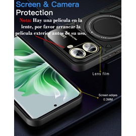 QWYJ YD Funda for OPPO Reno 11 Case Uso Rudo Protector Lente Cámara Soporte Giratorio Magnético Carcasa,para OPPO Reno 11 Funda(Negro)