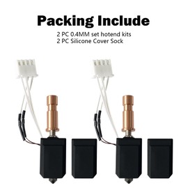 HzdaDeve 2PK 0.4MM Ceramic Hotend for Kobra S1 Combo Hot End Kit Print Head Heat Sink Block Heating Cartridge Thermistor Hardened Steel Nozzle with Extra 2PK Silicone Rod for Anycubic Kobra S1/ACE Pro