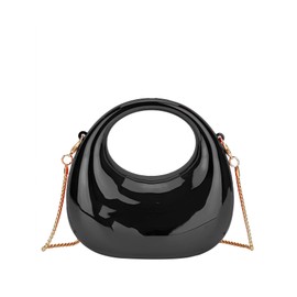 COOLOYA Women's Mini Crescent Acrylic Designer Luxury Bags Clutch Purse Bag Crossbody Shoulder Handbags With Chain, Black, One Size, Soft