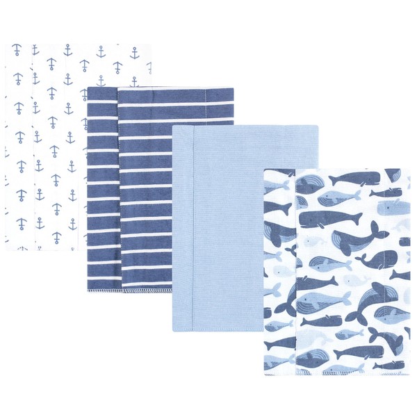 Hudson Baby Unisex Baby Cotton Flannel Burp Cloths 4-Pack, Cute