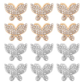 WADORN Set of 12 Bags Decorative Buckle Clip, 2 Colours, Butterfly Buckle Clips for Purse, Leather Craft, Rhinestone Rivets, Rivets for DIY Clothing, Handbag, Leather Belt Decorations (22.5 mm),