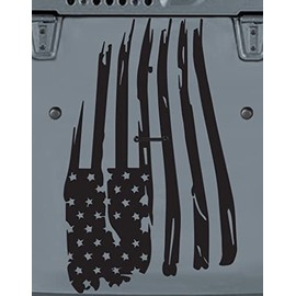 Tower Decals American Flag Hood Vinyl Graphic Decal Fits Jeep Wrangler TJ LJ YJ Gloss Black 0197