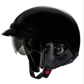 Fulmer, 25-1401, Nomad Adult Deluxe Shorty Motorcycle Helmet DOT Approved - Gloss Black, XS
