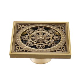 WDONAY 4 Inch Square Shower Drain, Brass Floor Drain Cover, Shower Drain Kit Drain Base Drain Strainer for Bathroom(Type-1)