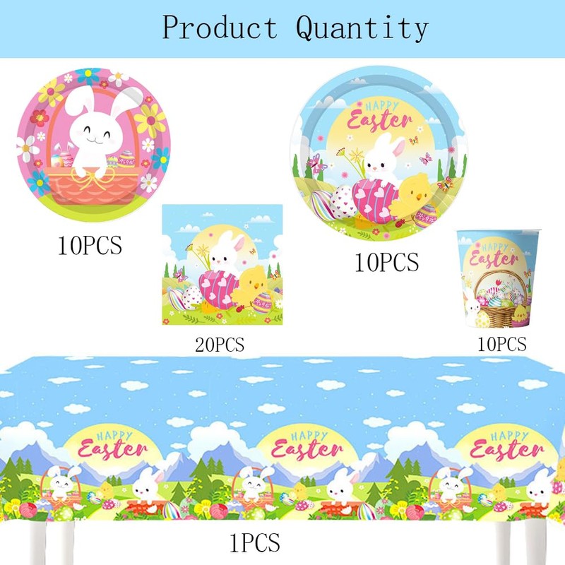 51PCS Easter Tableware Set Theme Decoration,Easter Party Tableware Set, Easter