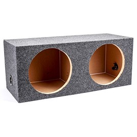 QPower 12 Inch Heavy-Duty Dual Sealed Carpet Covered Durable Car Audio Vehicle Subwoofer Enclosure Woofer Box, Charcoal Gray