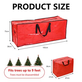 Pack of 3 Christmas Tree Covers, Christmas Tree Storage Bag 165 cm and 2 x 48 cm Christmas Baubles Storage, Christmas Tree Transport Case for Artificial Christmas Trees
