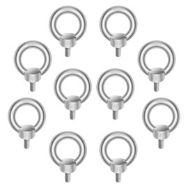 Emperoch 10 Pcs M6 Eye Bolts, 304 Stainless Steel Lifting Eye Bolt, Heavy Duty Male Thread Machinery Shoulder Eyebolt Screws for Attaching Hanging Hammocks Fastening Lifting Equipment Bindin