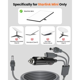 GEEKERA 3 in 1 Starlink Mini Cable, 30FT/10M USB C/Car Charger/DC to DC Starlink Replacement Cable, Waterproof & Durable Power Cable Accessories