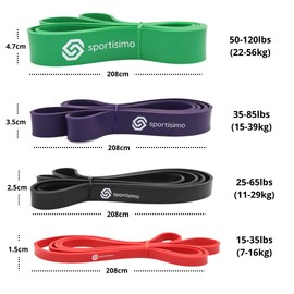 Sportisimo Power Bands - Liga Morada para Pull Ups Nivel Fuerte. Ligas de Resistencia para Ejercicio Bandas Gym Entrenamiento Elasticas Fitness Casa Gimnasio
