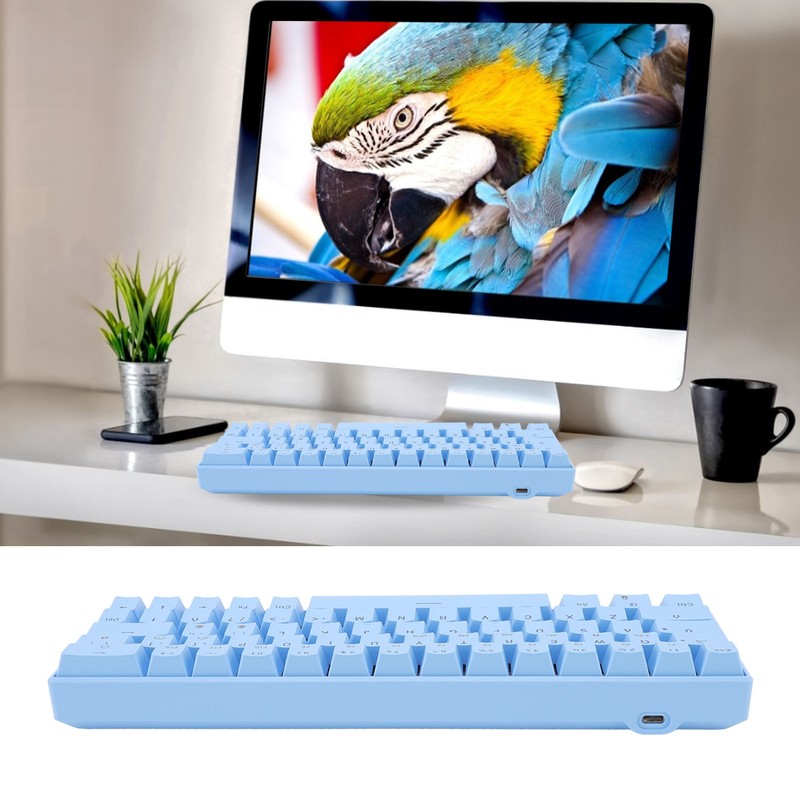 Mechanical Keyboard 64 Key White Light 3 Mode Ergonomic Layout