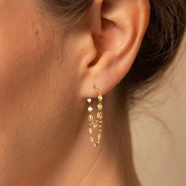 AIBELOPY 925 Sterling Silver Gold Chain Earrings for Women Statement Tassels Dangle Earrings Cool Stud Earrings Piercing Chain Huggie Hoop Earrings Ear Cuff Jewelry Birthday Gifts for Women Mom (Gold)