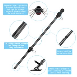 HIBLE Carbon Fiber Flag Pole for House 5 FT Tangle Free Flag Pole with 2x3 FT Nylon US Flag and Rotating Spinners, 4 Sections Rust Free Flagpoles Residential (1 Inch, No Bracket)