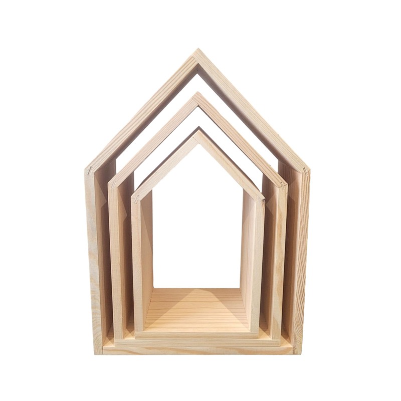 Wooden World - Wooden Shelf Plain Wall Hang Shape Of