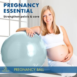 ProBody Pilates Birthing Ball - Pregnancy Ball Exercise for Labor with Book, Yoga Ball Pregnancy w/Prenatal and Postnatal Exercise, Extra Thick Birth Ball Pregnancy (Mist, 65 cm: 5'1" - 5'10")