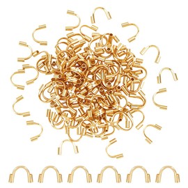 CRAFTYMELODY 120Pcs 304 Stainless Steel Wire Guardian and Protectors with Real 18K Gold Plated U-Shape Cable Protector Wire Guard Loops for Earring Bracelet Necklace Pendants Jewelry Making
