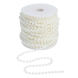 PATIKIL 66 Feet Craft Pearl Bead Garland 6 mm Pearl String Faux Beads Spool Roll Strands Pearls Chain Trim for Wedding Party Flower Christmas Tree Decoration DIY Crafts, Beige