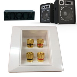 Speaker Wall Plate - Speaker Wall Outlet | 4 Port Home Audio Accessories Home Theater Wall Plate with Banana Binding Posts for Audio Wall Plates for Speaker Wire