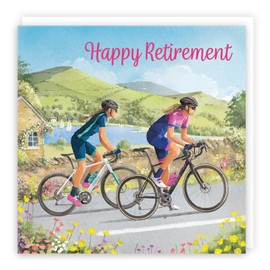 Hunts England - Cycling Fun Retirement Card For Her - Milo's Gallery - Female Cyclist Retirement Card - Retiring Card For Bike Fans, Women, Mum, Friend