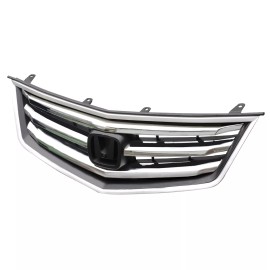 WENQI For 2009 2010 Honda ACURA TSX Front Bumper Chrome Black Upper Grille Grill