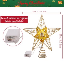 Gold Christmas Tree Topper Star Tree Topper Christmas Star Treetop for Christmas Ornaments Decorative Tree Star for Xmas Christmas Party and Holiday Seasonal Décor- 8 x 10 Inch (Gold with Beads)