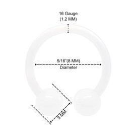 KJM FASHION Bioflex Horseshoe Ear Earrings Transparent 1.2 mm 16 g Pack of 2, Acrylic