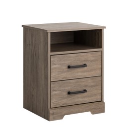 Prepac Rustic Ridge Farmhouse Nightstand Bedside Table, Brown Nightstand for Bedroom, End Table with 2 Drawers and Open Shelf 16.25"D x 18.75"W x 24.5"H