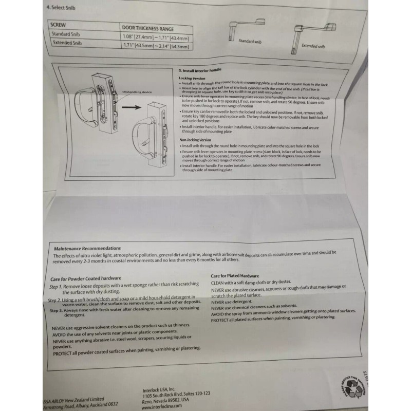 ABLOY SBML Involute Black Sliding Patio Door Handle Set PS01-0014-115
